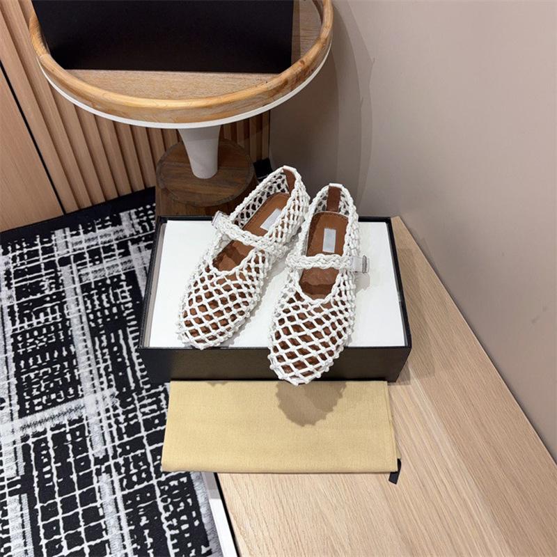 

Sheepskin version~ 2025 new fashion round head shallow mouth one-word buckle with Mary Jane flat bottom woven mesh single shoes women 40