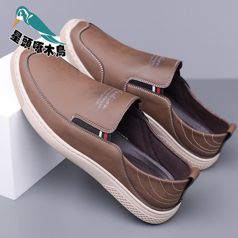 

2025 spring and autumn new men s daily casual leather shoes men s handmade online soft-soled Doudou shoes 44
