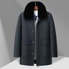 Pánská zimní bunda s bavlněnou výplní pro muže středního věku a starší s velkým kožešinovým límcem Nová tatínkova dlouhá vatovaná bunda s bavlněnou výplní