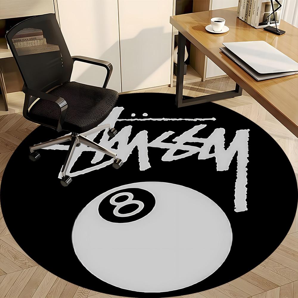 1pc Stussy, Eight-Ball Chair Carpet for Office - Indoor Non-Slip Washable Polyester Fiber Carpet, Soft Comfortable Mat For Office yy250928039