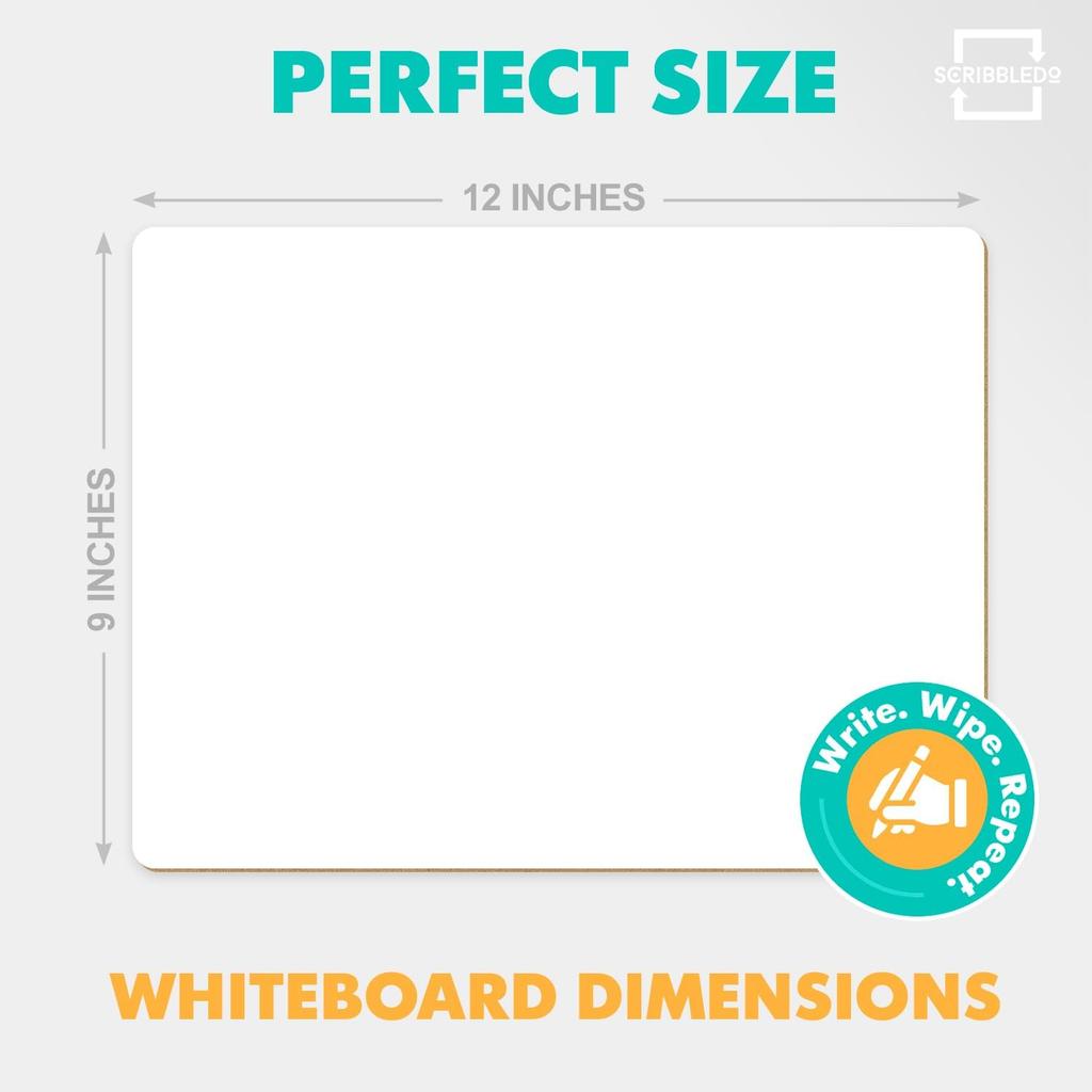 Scribbledo Small White Board Dry Erase Mini Whiteboard 9x12 Inch Small Dry Erase Board Marker Board Dry Erase Lapboards Handheld Personal White