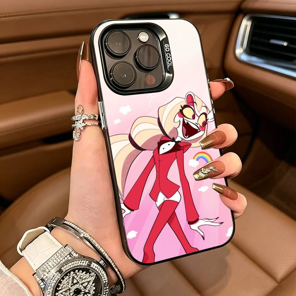 H-Hazbin C-Charlie H-Hotel HCH For iPhone 17 16 15 14 13 12 11 Pro Max XS 17 Air Silicone Colored Silver Bumper Cover
