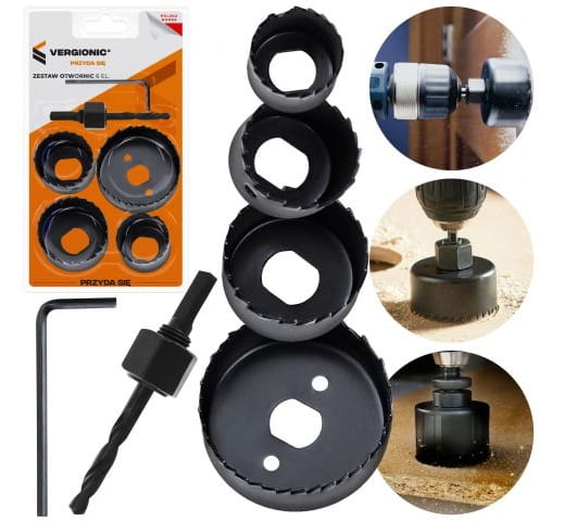 6-piece universal hole saw set for wood, aluminum, steel