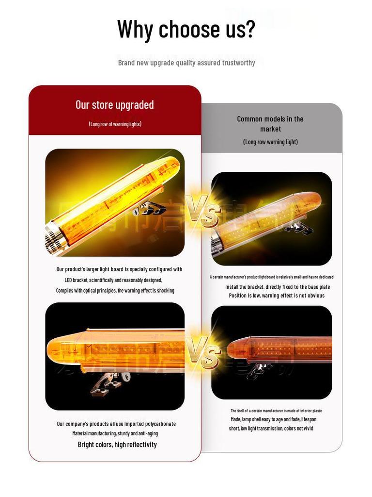 Cross-border Engineering Vehicle LED Strobe Warning Light - Yellow, Red, Blue Long Strip for Breakdown Rescue