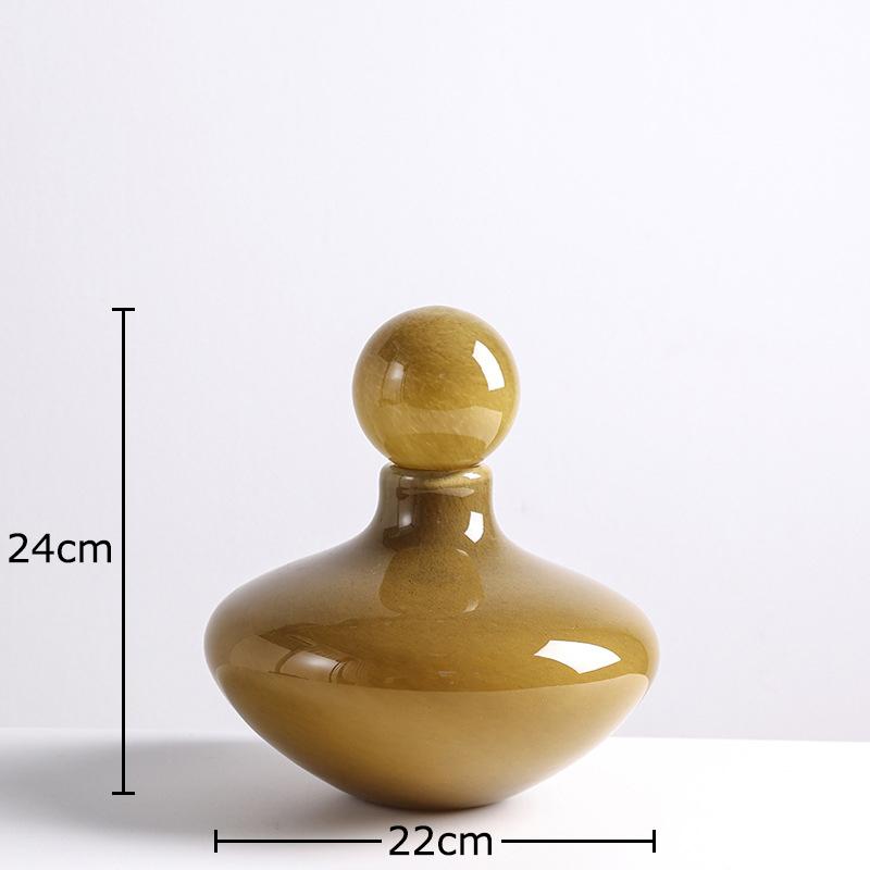 Narrow Mouthed Glass Vase Table Decoration Flower Arrangement Creative Artificial Flowers Colored Vases Room Aesthetic Decor