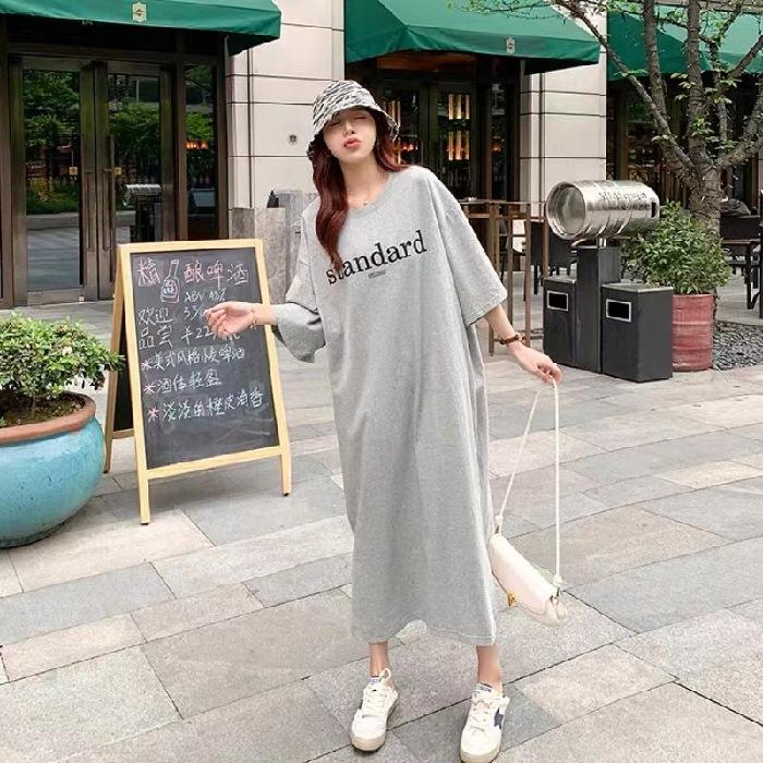YYFS Women's Fashion Summer Spring 1/2 Sleeves O-Neck Loose Waistline Casual Dresses