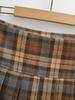 Early Spring Retro Color Block Plaid Woolen High Waist Pleated A-line Mini Skirt for Women