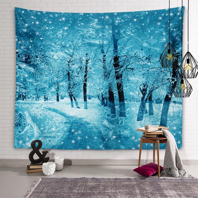 

Зимний снежинка, ледяной узор, Настенный декор, гобелен, настенное искусство, индивидуальный гобелен для гостиной, спальни, домашний декор 95x73cm
