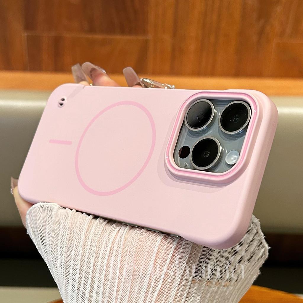 Anwendbar auf iPhone 16 Weiche und dünne magnetische Saug-Handyhülle mit Kreis Apple 15 Rahmenlose ultradünne PC-Schutzhülle mit Bare-Metal-Gefühl