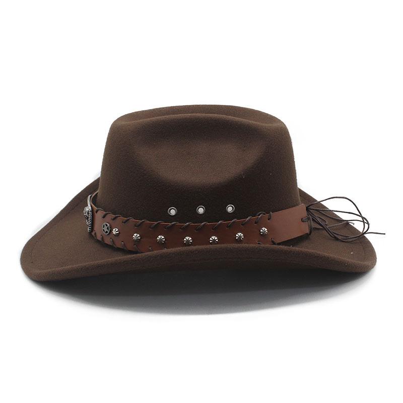 JYL TS DIY Ox Head Cowboy Hat Unisex Western Ethnic Suede British Jazz Hat