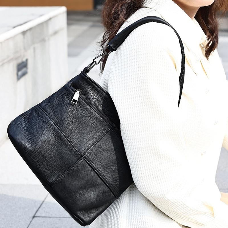 Vintage Women's Handbag Soft Genuine Leather Crossbody Shoulder Bag Square Solid Color Female Tote Lady Messenger Bags Underarm
