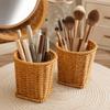 Rustic Style Imitation Rattan Storage Bucket Simple Plastic Pen Holder  Household