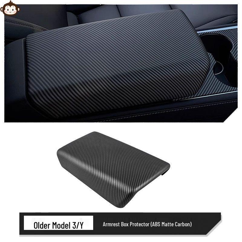 Tesla Model 3/Y Carbon Fiber Armrest Box Cover & Air Vent Protector.