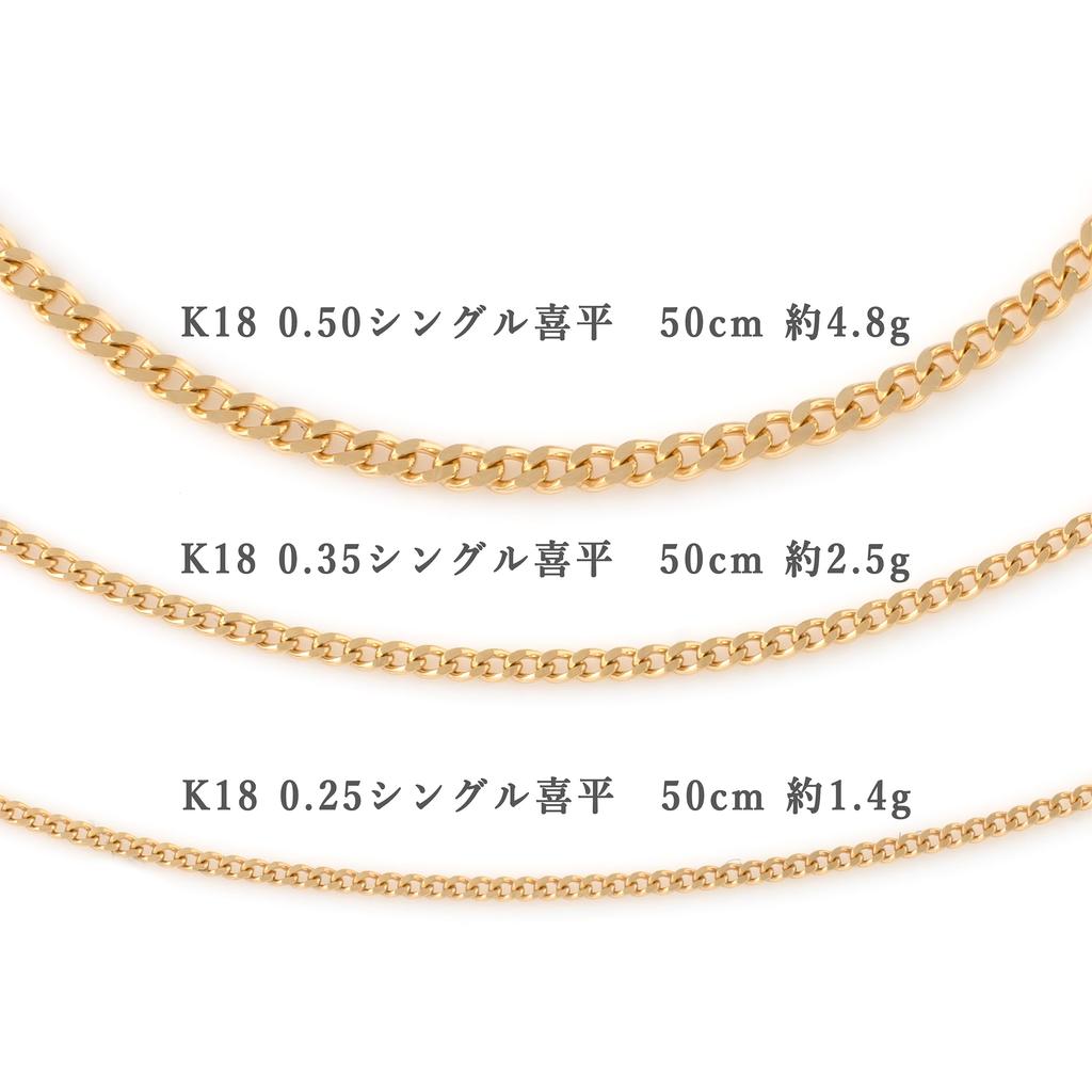 18K Yellow Gold Single Curb Chain Mint Certification [MJP] 0.25 Necklace, Mark, 50cm, Approx. 1.4g