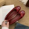 Patent leather flat bottom red round head shallow mouth spring and autumn new French fairy evening breeze gentle pedal lazy bean shoes