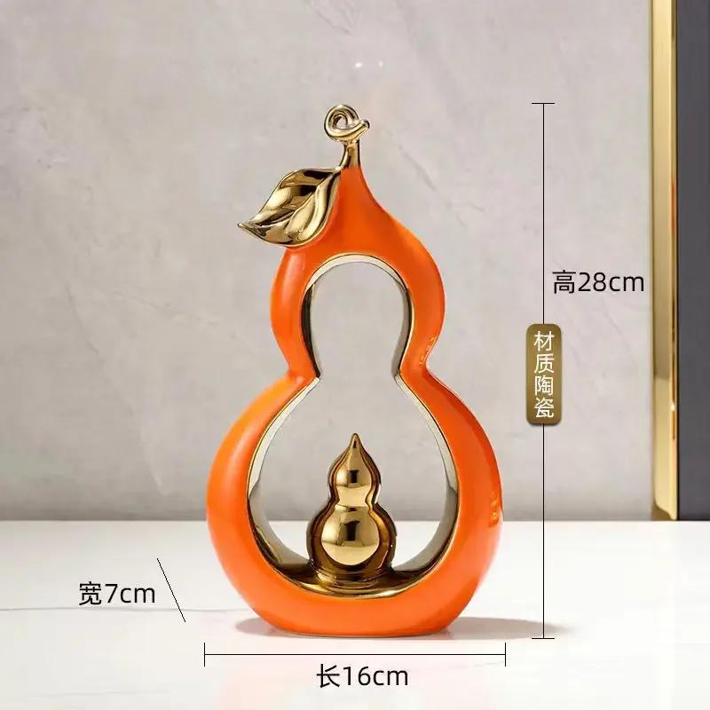 1PcCreative Light Luxury Chinese Style Gourd Shaped Ceramic Home Living Room Art Dining Table TV Cabinet Decoration Gift Zhaocai