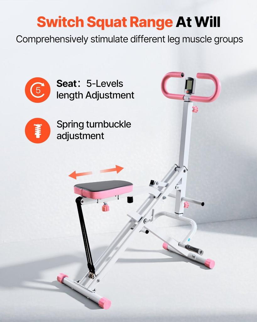 Squat Machine, Deep Squat Rowing Machine for Home, Easy Setup & Foldable Exercise Equipment, Glute Trainer Machine with 3 High-Strength Resistance