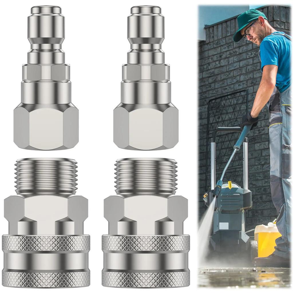 Pressure Washer Adapter Swivel Fittings M22 14mm to 3/8 Inch Quick Connect Hose Adapter Pressure Washer Connector for Hose Pump