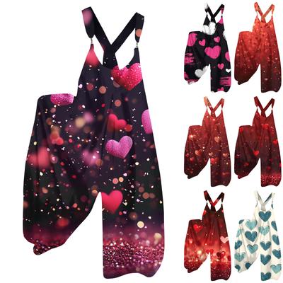 Women's  Overalls  Print Vintage Jumpsuit ,Non,Adjustable Straps,