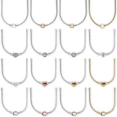 Orijinal Şiirsel Blooms Aşk Kalp Topu Varil Toka Yılan Zinciri 925 Ayar Gümüş Kolye Moda Boncuk Charm DIY Takı