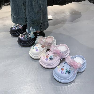 Butterfly Love Hole Shoes Lace Edge 2025 Summer New Beach Sandals Platform Bottom Trend Explosion Summer Must