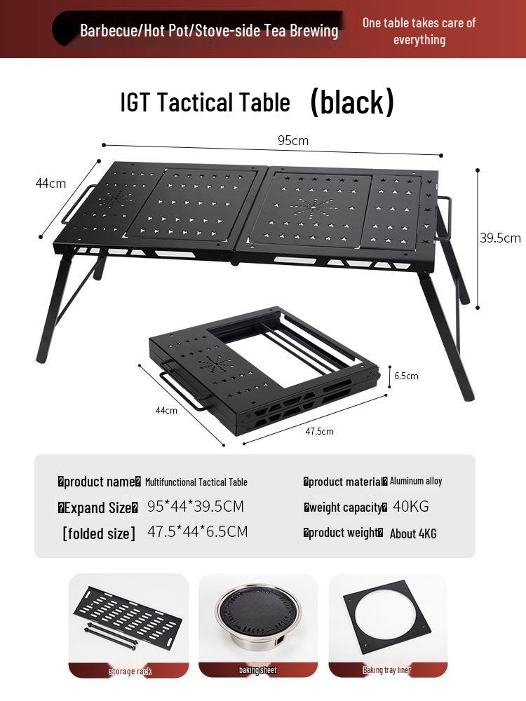 Tragbarer leichter Aluminium-Campingtisch - Faltbare taktische IGT BBQ-Tischplatte