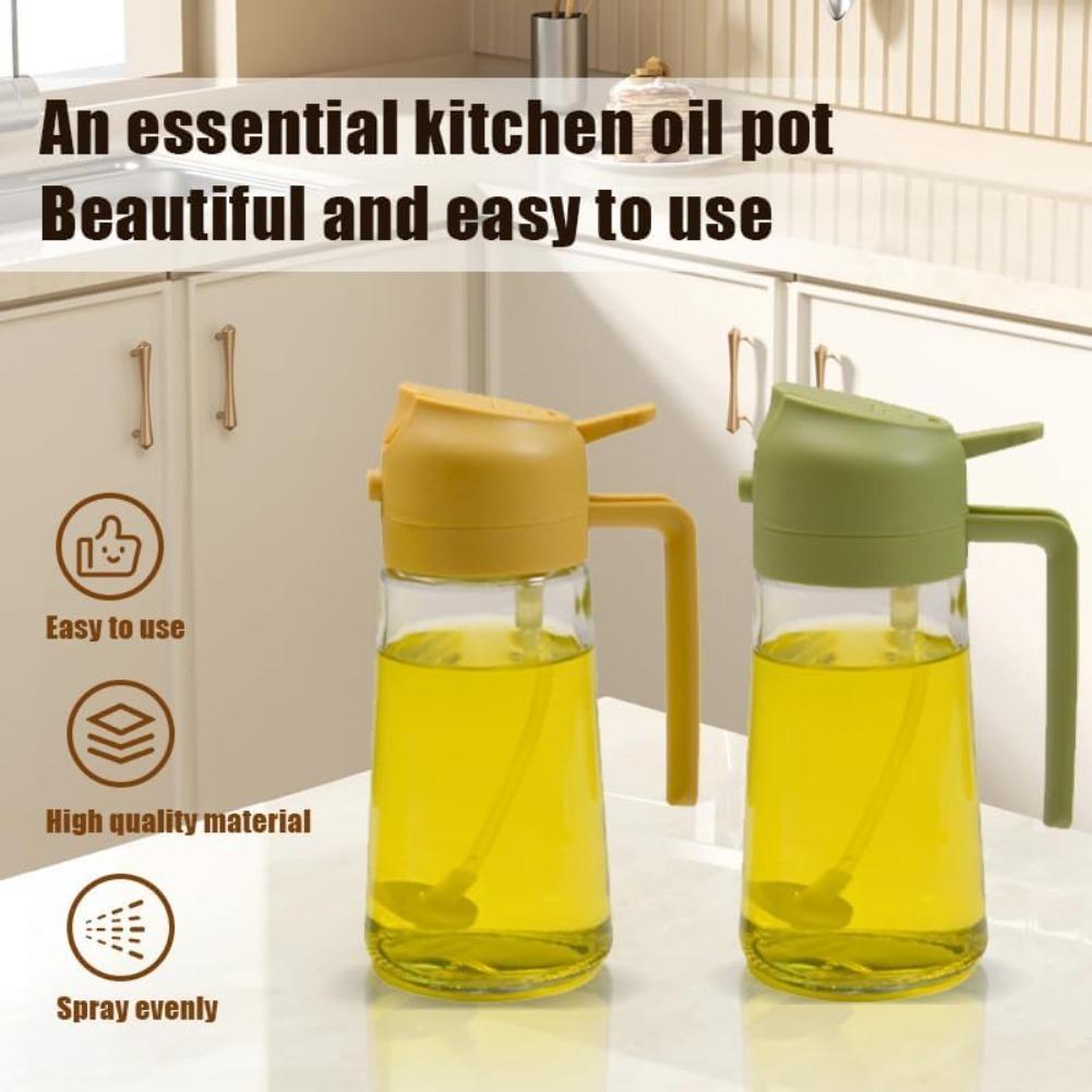 Pulverizator și Dozator 2 în 1 din Sticlă pentru Ulei de Măsline – Injector de Ulei de Bucătărie de Tip Presă pentru Salată, Coacere, Prăjire și Grătar