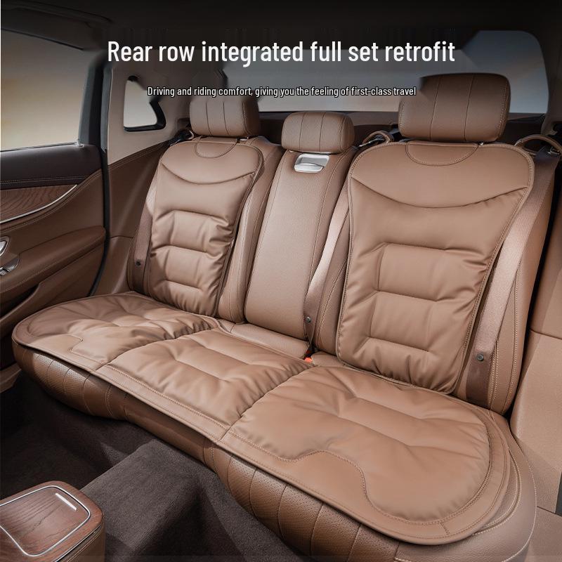 Luxury Nappa Leather Non-Slip Car Seat Cushions for Five-Seater - Thickened Design for Front and Rear Seats