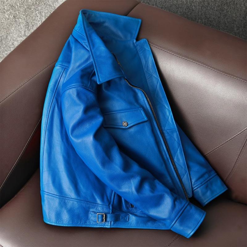 Giacca in Vera Pelle Stile Coreano Nuova Tendenza Uomo Cappotto Biker Corto Moda Giovanile Pieno Fiore Pelle Bovina
