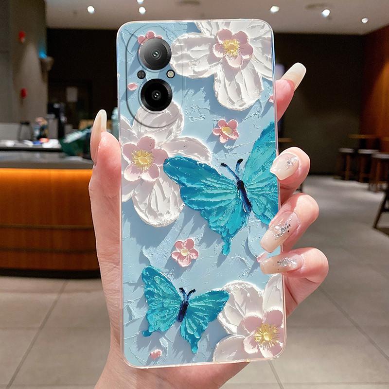 For Realme C67 4G RMX3890 Case C55 RMX3710 Casing Fashion Flower Clear Soft TPU Cover For Realme C67 C 67 C 55 RealmeC67 Bumper