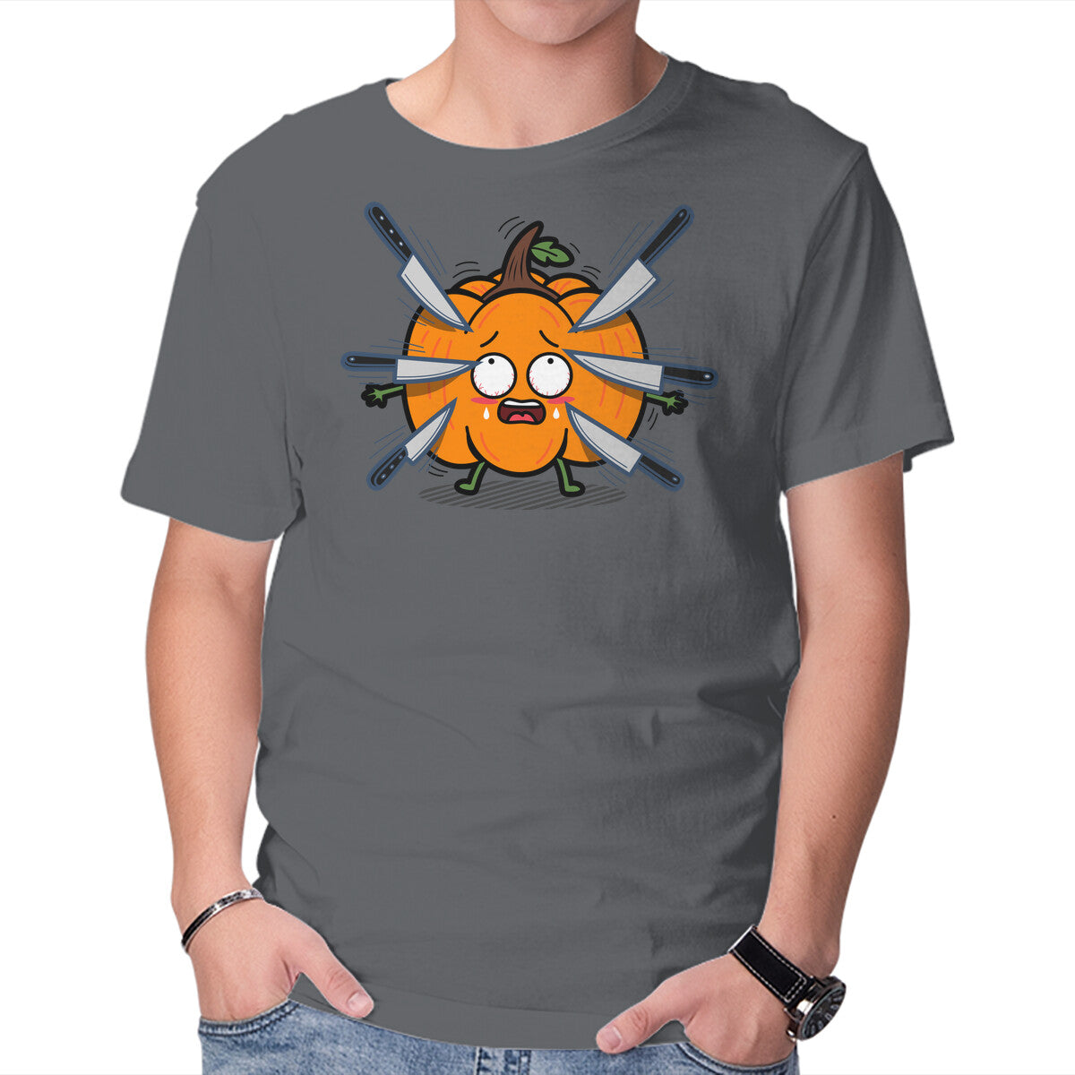 Unisex Crew Neck T-Shirt Designated Pumpkin Graphic Short Sleeve Casual Tee XXXL