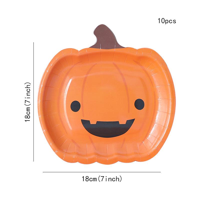 10pcs Pumpkin Paper Plate Thickened Festival Paper Plates 7Inch Children Party Disposable Dinner Plate Delicatessen Candy Plates