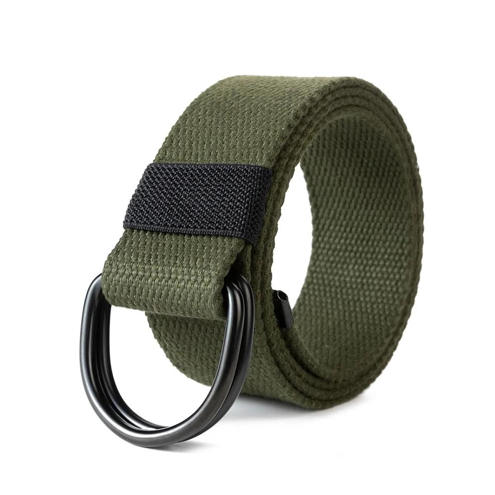 Canvas Men Belt High Quality Unisex Double D-Ring Buckle Waistband Casual Canvas Female Belt Casual Sports Belt Tactical Belts