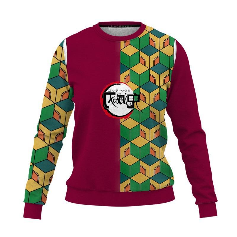 Demon Slayer 3D Print Casual Base Layer Shirt Christmas Loose Crew Neck Sweatshirt 0054