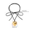 Necklace Big Love-Heart Charm Clavicle Chain Adjustable Wax Rope Chain Necklace