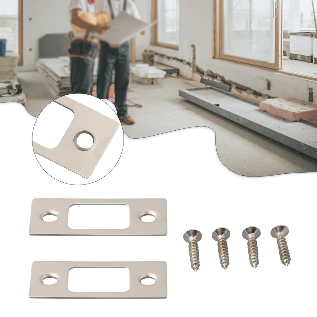 6pcs Door Backplate And M4-20 Screws Lock Deadbolt Strike Plates 2pcs Strike Plate Door Backplate Stainless Steel Doors Hardware