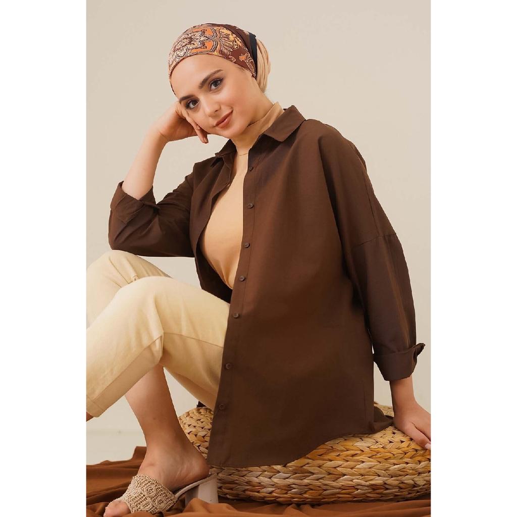 103901 Übergroßes Basic Hijab-Shirt - Creme