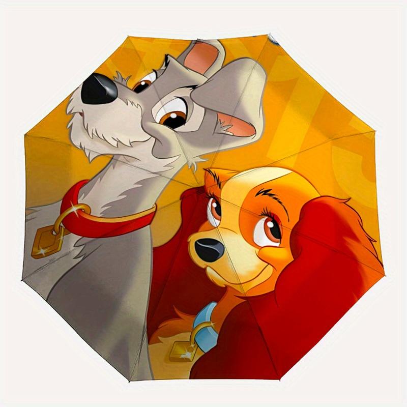 

1pc Lady and the Tramp Automatic Umbrella - Cartoon Design, Lightweight & Portable, Travel Umbrella, Durable Canopy a0820026