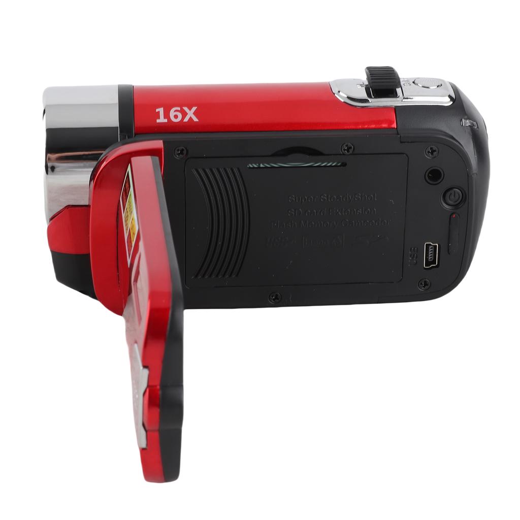Video Camera with 2.4 Inch Color Screen Fill Light 16MP 1080P 16X Digital Zoom Anti Shake Loop Video Recording