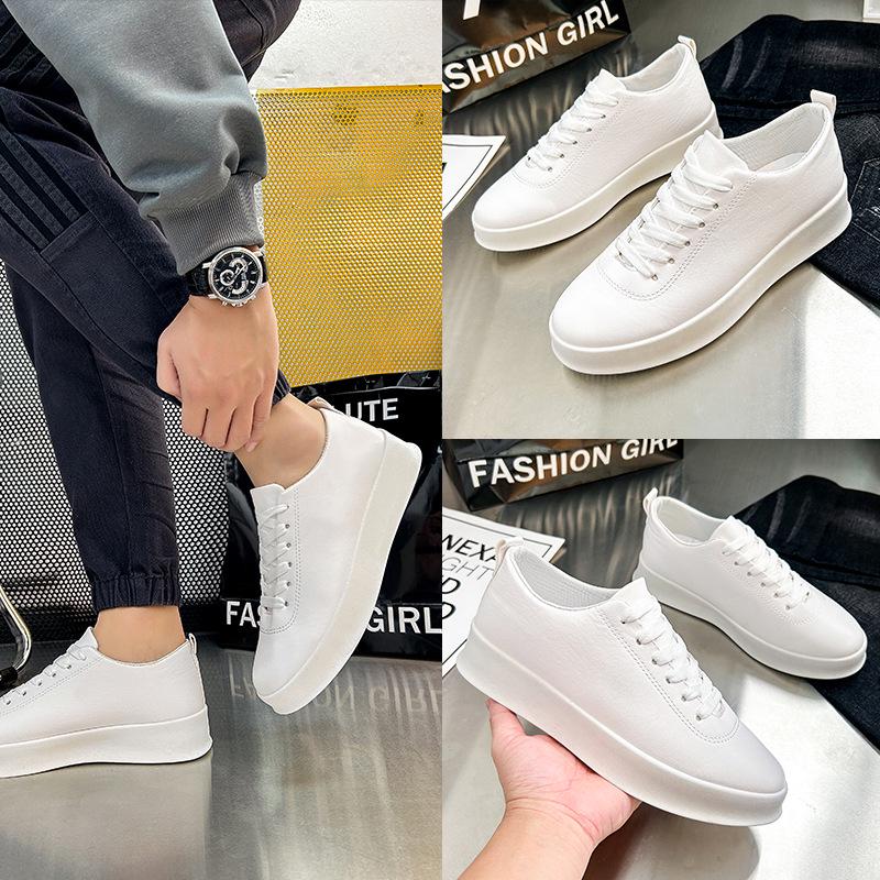 Wow Oh Men's Korean Style Trendy White Skate Sneakers – New, Breathable, Casual Sports Shoes In Extra Large Sizes