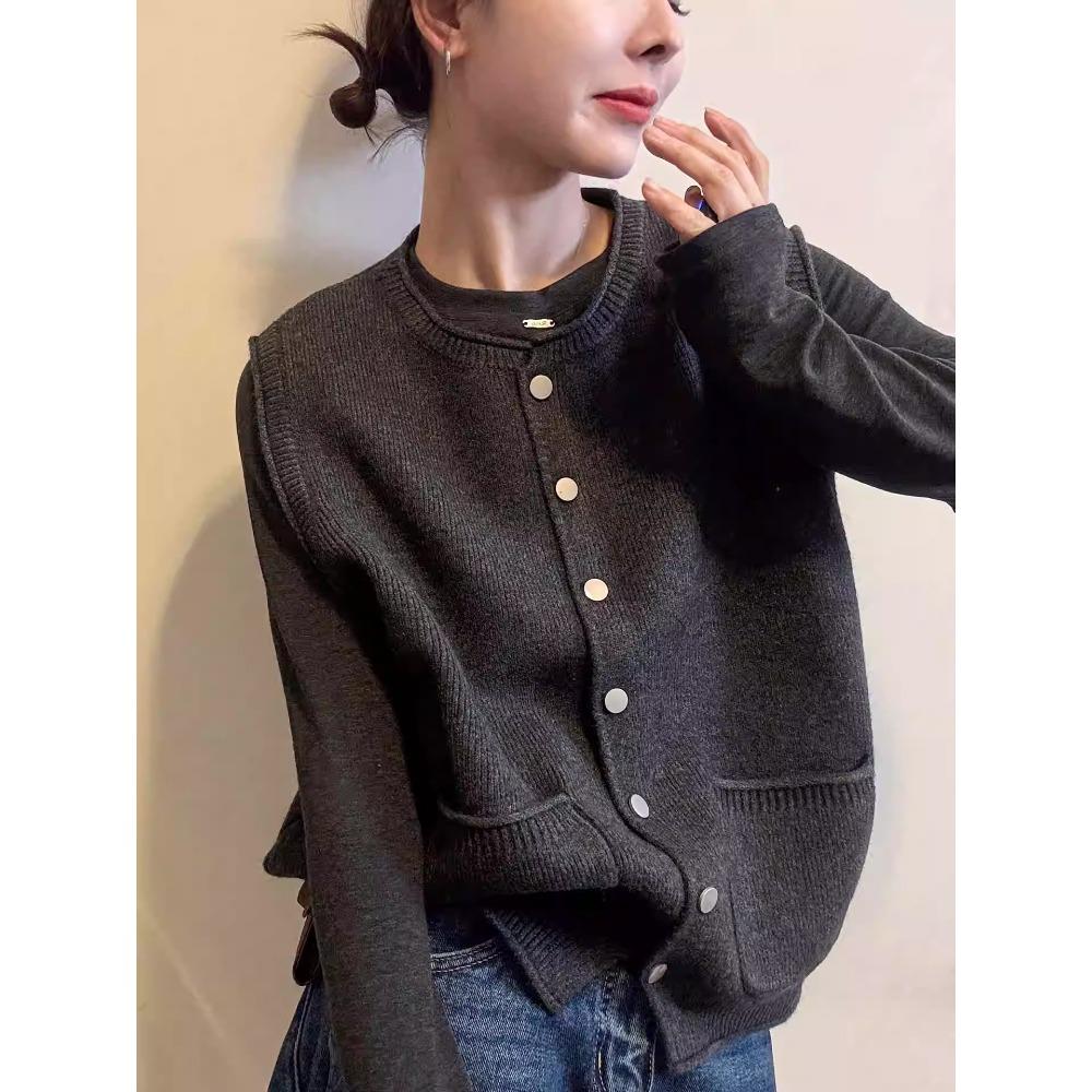 2026 Autumn Winter New Women Sweater Pullover Lady Tops Knitting Fashion Vest Tank Sleeveless Shirt Loose Casual Solid