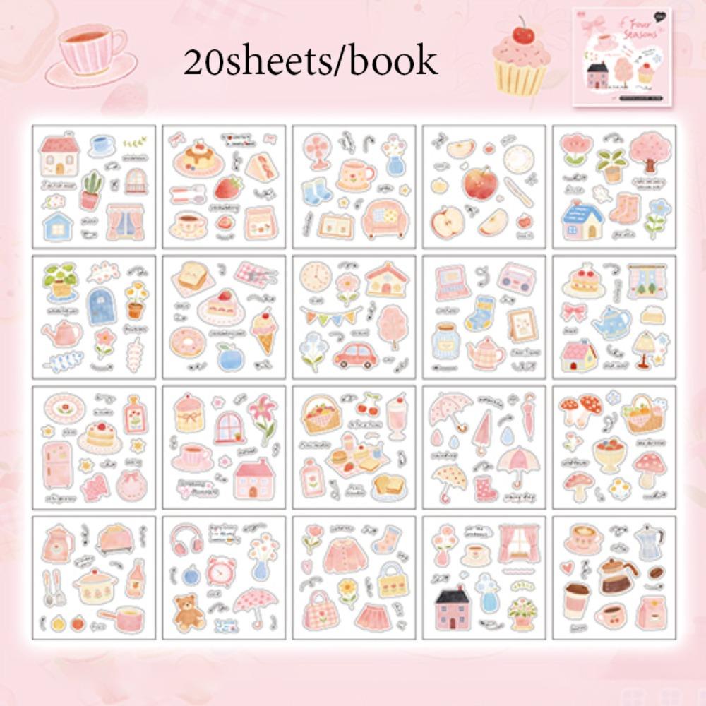 

PET Diary Sticker 20 Sheets Scrapbook Sticker Cute Material Decorative Stickers Journal Decoration Spring