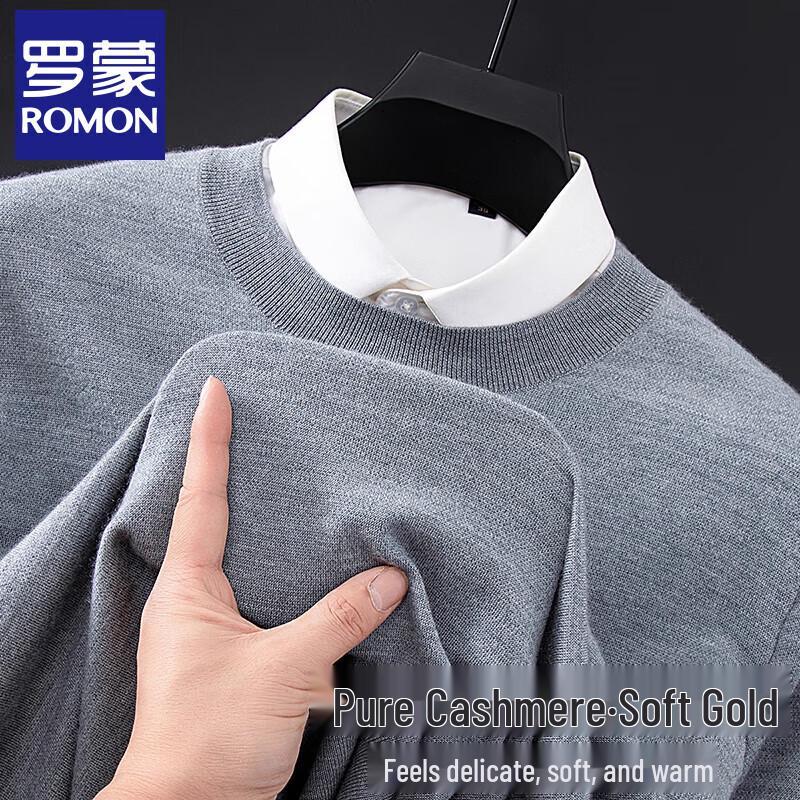Romon Men's 100% Cashmere Round Neck Sweater
