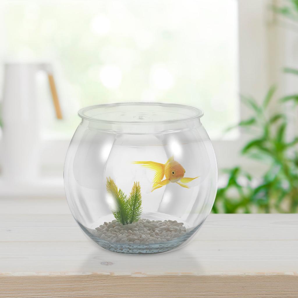Transparent Fish Bowl Plastic Round Small Aquarium For Goldfish Turtle Desktop Decorative Tank Lightweight Clear Keeper