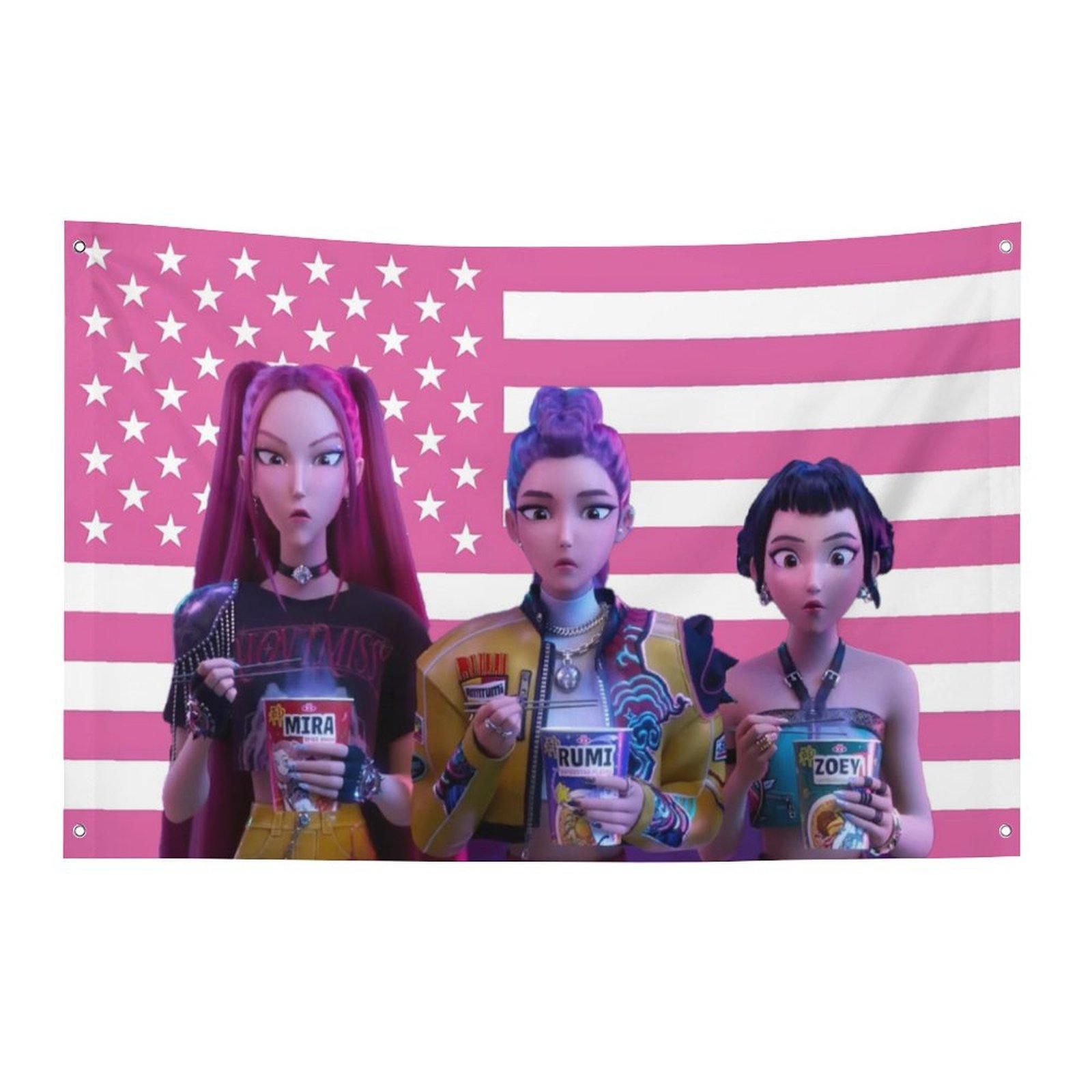 

2025 1 PC KPop Rumi Mira Zoey Demon h-Hunters Cartoon Tapestry Room Decoration Home Decor Bedroom Wall Hanging Tapestry 29x37in