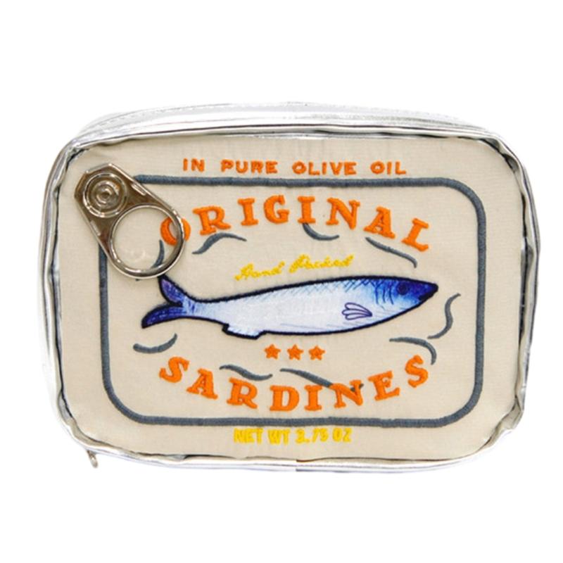 

Cosmetic Bag Makeup Bag Cute Canned Sardines Shaped Cosmetic Bag Toiletry Bag Clutch Organizer for Women Girl Portable бежевий