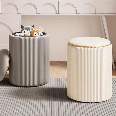 Storage Stool Low Round Modern Makeup Stools Aesthetic Comfortable Single Person Soft Chair Home Living Room Bedroom Furniture