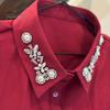 Women Fake Shirt Collar Rhinestones Faux Pearl Detachable Adjustable Embellished Tops Half Formal Event Accessory