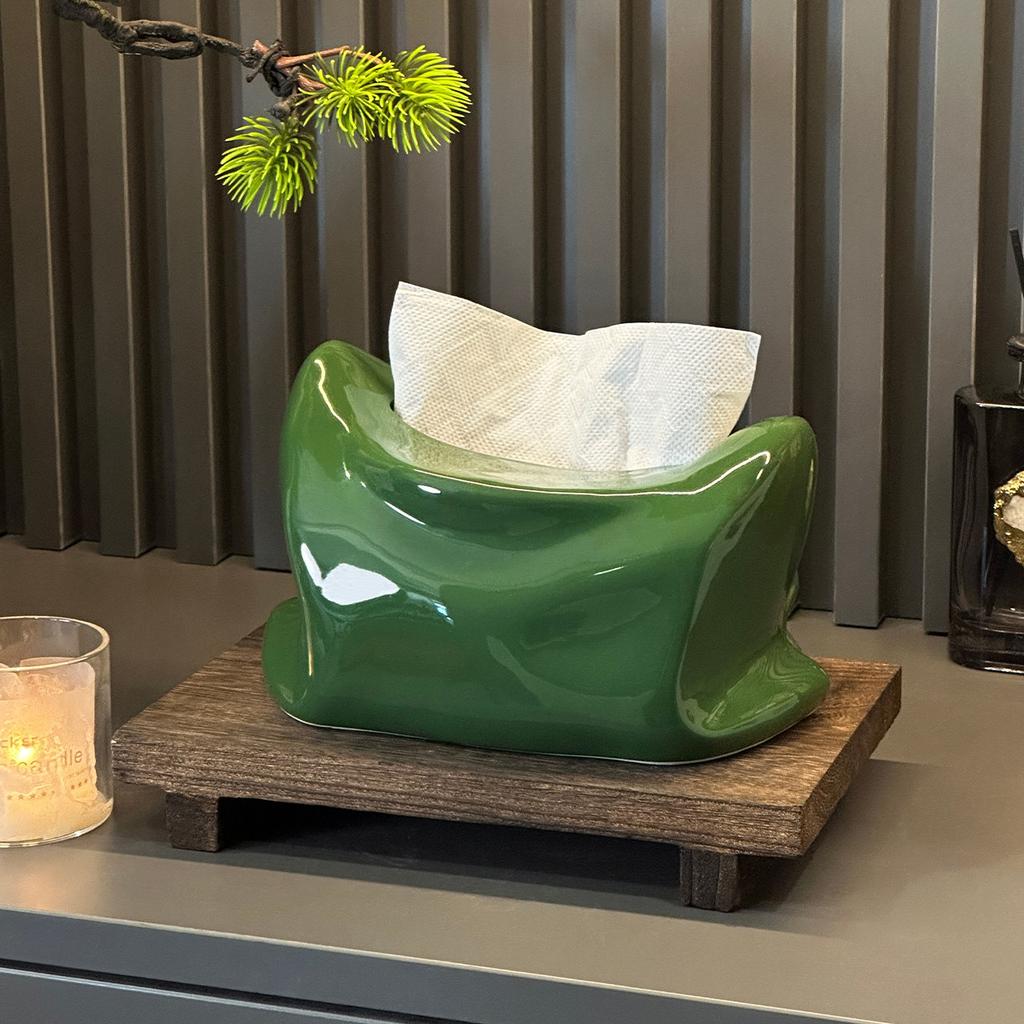 Luxury Retro Irregular Ceramic Tissue Box Home Living Room Coffee Table Decoration Napkin Box Creative Paper Box Decoration