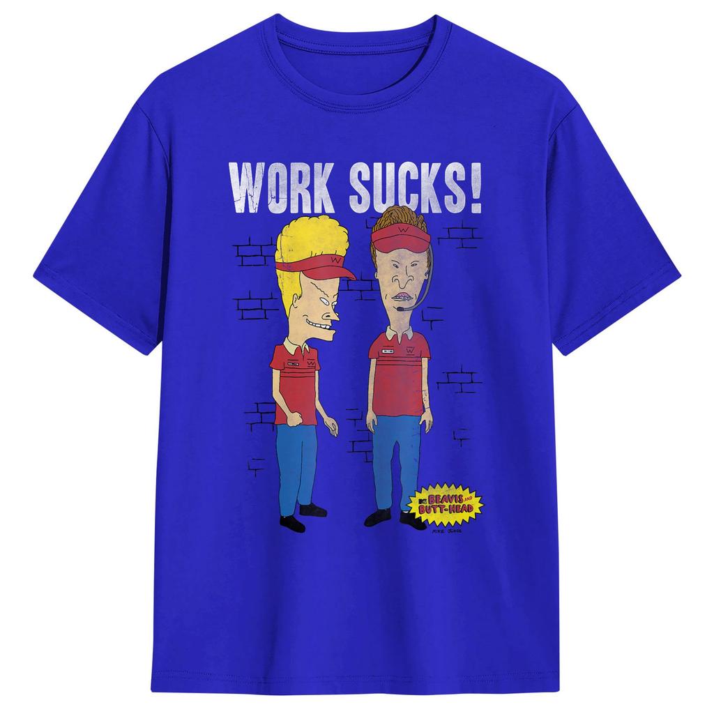 Beavis und ButtHead bei der Arbeit T-Shirt Sommer Beliebte T-Shirts Herren Baumwolle Rundhals Große Größen Kleidung Kurzarm Street Style Oberteile